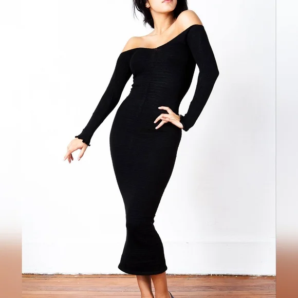 Kd dance | Dresses | Kddance Off The Shoulder Soft Knit Stretchy Fitted  Dress Made In The Usa | Poshmark